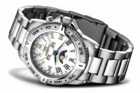 FIREFOX AUSSTELLER Edelstahl MONDPHASEUHR FFS01-501a wei� Herrenuhr